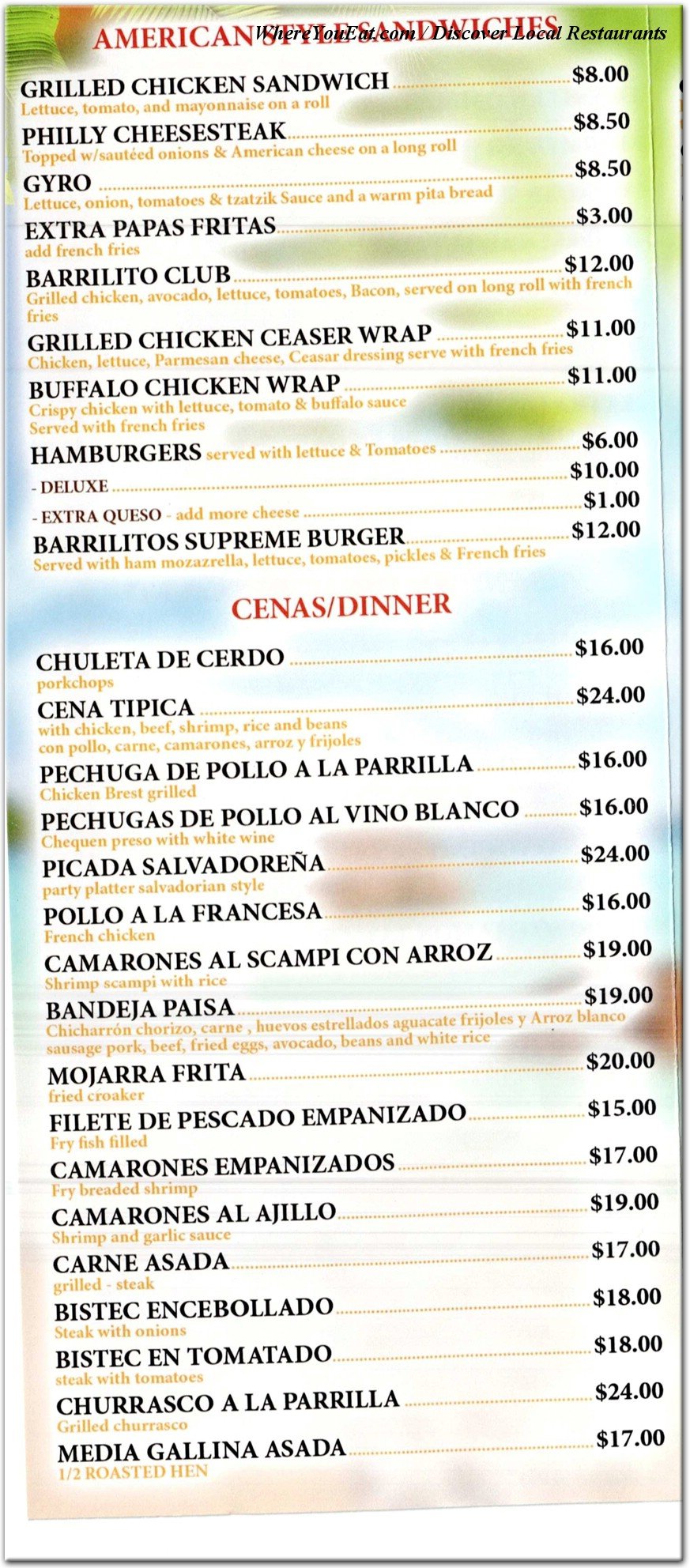 menu